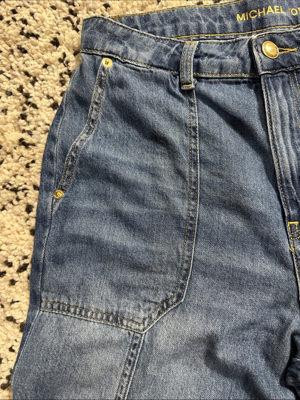 Michael Kors Medium Blue High-Rise Wide Leg Jeans - Picture 8 of 13